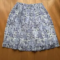 ユニクロ　UNIQLO 花柄プリーツフレアスカート ブルー系 Sサイズのサムネイル