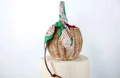 アフリカンバティック　ブリスコ　かごバック　みどり