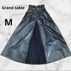 ロングスカート 9号 ブラック プリーツ ジッパー 異素材 ハイウエスト