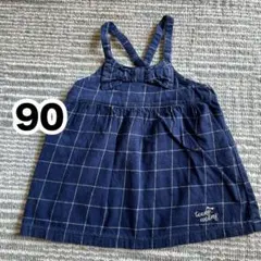 3can4on ワンピース 90サイズ ネイビー チェック柄のサムネイル