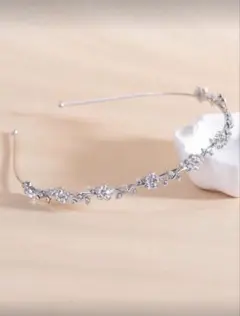 カチューシャ シルバー フラワー＆ラインストーン