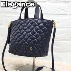 【美品⭐】エレガンス 2way ショルダーバッグ キルティング ネイビー 本革のサムネイル