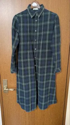 シャツチュニック　チェック　ネル生地