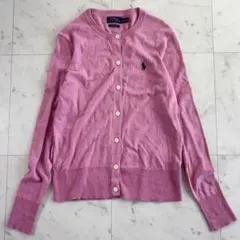 美品 ポロラルフローレン カーディガン 馬刺繍 ピマコットン ピンク XS相当