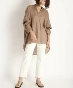 【Mila Owen ミラオーウェン】柔らかリネンスキッパーシャツ