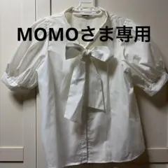 イング　ホワイトリボン付きパフスリーブシャツＭサイズ