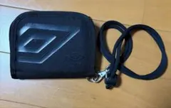 UMBRO アンブロ 二つ折り財布 ストラップ付き ブラック