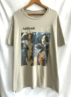 アリーヤ Aaliyah フォトTシャツ XL ベージュ バンT 半袖