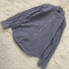 RALPH LAUREN ギンガムチェックシャツ ネイビー ホワイト S 羽織り