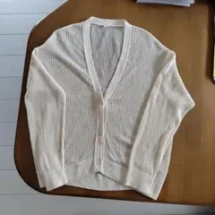 UNIQLO 　メッシュカーディガン 　　オフホワイト 　XL　　綿100%のサムネイル