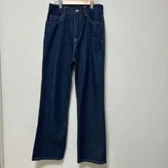 GRLダークブルー ストレートレッグ デニムパンツ