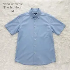 ナノユニバース ライトブルー ボタンダウン 半袖 シャツ 46 M