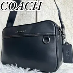 極美品✨コーチ ショルダーバッグ グラハム ダブルファスナー レザー ブラック