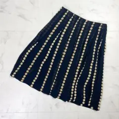 OLD ENGLAND プリーツフレアスカート 総柄 黒 サイズ36*RD933のサムネイル