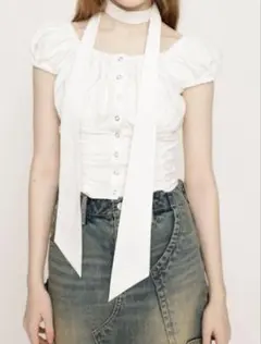 SLY FRONT BUTTON GATHER TIE トップス