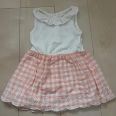 美品　GAPフリル付き白とピンクのワンピース80