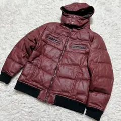 【c6726】00s【Archive】y2k フェイクレザージャケット　フーディ