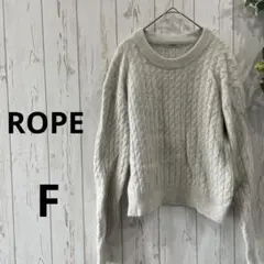 ROPE アランセーター　レディース　毛混　あったか　ホワイト系　秋冬　F