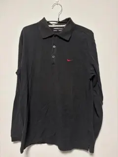 NIKE ナイキ シャツ ポロシャツ 長袖 ブラック L ワンポイント