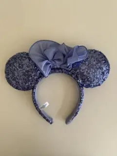 ミッキーマウス風カチューシャ 紫色 スパンコール