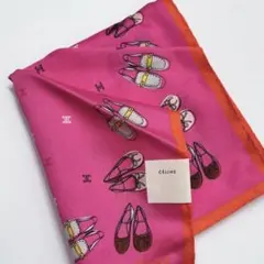 CELINE セリーヌ　大判ハンカチ　マカダム　ピンク系