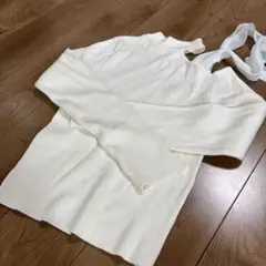 INGNI リブニット オフショル風 長袖 ホワイト