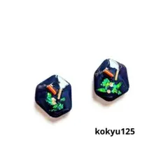 #125 ハンドメイドピアス　イヤリング　レジン　ブラック×オーロラ