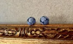 ヨーロッパ　フランス　アンティーク　ヴィンテージ　ブルーイヤリング　花