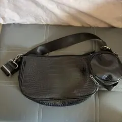 ブラック クロコダイル風 ショルダーバッグ
