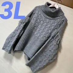 大きいサイズ3L ざっくりゆったり✨️フリンジニット