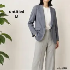 アンタイトル 日本製 ショールカラージャケット ストライプ M 薄手のサムネイル