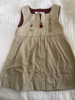 familiar 刺繍付きジャンバースカート ベージュ