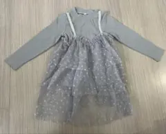 西松屋　ドット柄チュールキャミソール付き長袖カットソー　120センチ