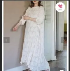 新品　未使用　kastane シアージャガードレースワンピース　白