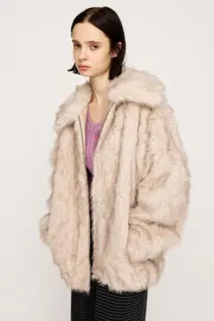 SLY BIG COLLAR FUR コート アイボリー ベージュのサムネイル