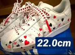 adidas スタンスミス 22.0センチ ハート柄スニーカー ホワイト