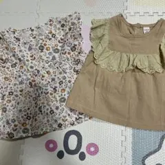 ベビー服 花柄 フリル トップス 2枚セット