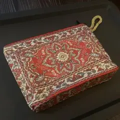 トルコ 刺繍 ポーチ　赤 ゴールド アイボリー