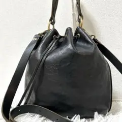 【美品✨巾着/2way】イルビゾンテ　ショルダーバッグ　ブラック　レザー　編み