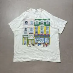 USA製90s tシャツXL アート 街並み スーベニア両面プリント企業ロゴ 