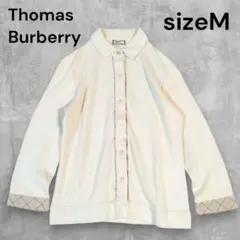 【THOMAS BURBERRY】 希少　コットンカットソー襟付きシャツ　M