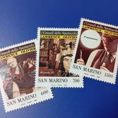 7687 外国切手 サンマリノ 1990年 俳優ローレンス・オリヴィエ 3V