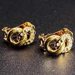 希少レア ヴィンテージ ディオール ゴールド イヤリング ラインストーン 刻印