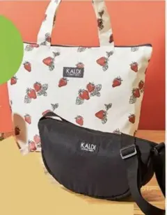 【KALDI 】いちご柄トートバッグ&ボディバッグセット 匿名配送