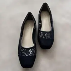 a.V.V ブラックレースパンプス　Lサイズ