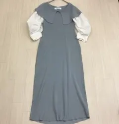 ■ LAGUNAMOON ビッグカラー ドッキング ニット ワンピース M