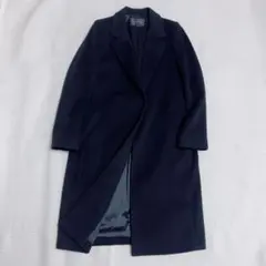 インディヴィ　ウール100%　チェスターコート　ブラック　小さいサイズ　冠婚葬祭