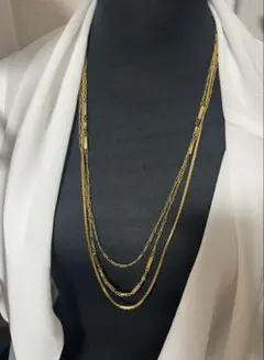 未使用 ゴールドカラー 3連ネックレス ロング レイヤード アジャスター付き