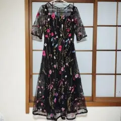 花柄レースオケージョンワンピースドレス