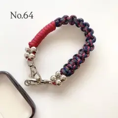 ハンドストラップ　スマホストラップ　パラコード　赤×ネイビー　ハンドメイド